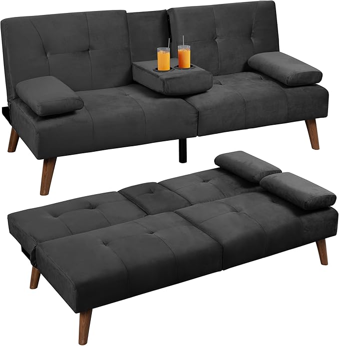 Futon Sofa Bed, Convertible Couch Bed Loveseat, Modern Futon Recliner Sleeper