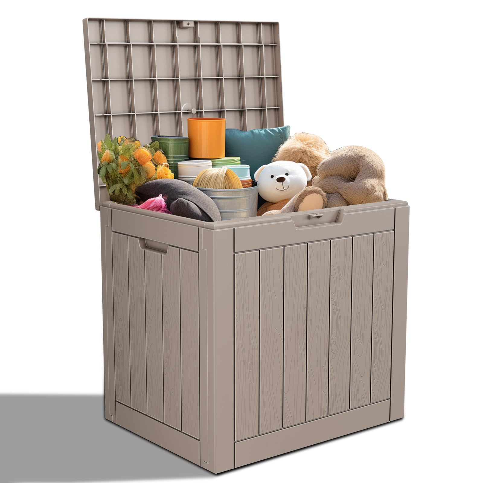 Deck box,30 gallon indoor and outdoor storage box, Waterproof and sun-resistant resin