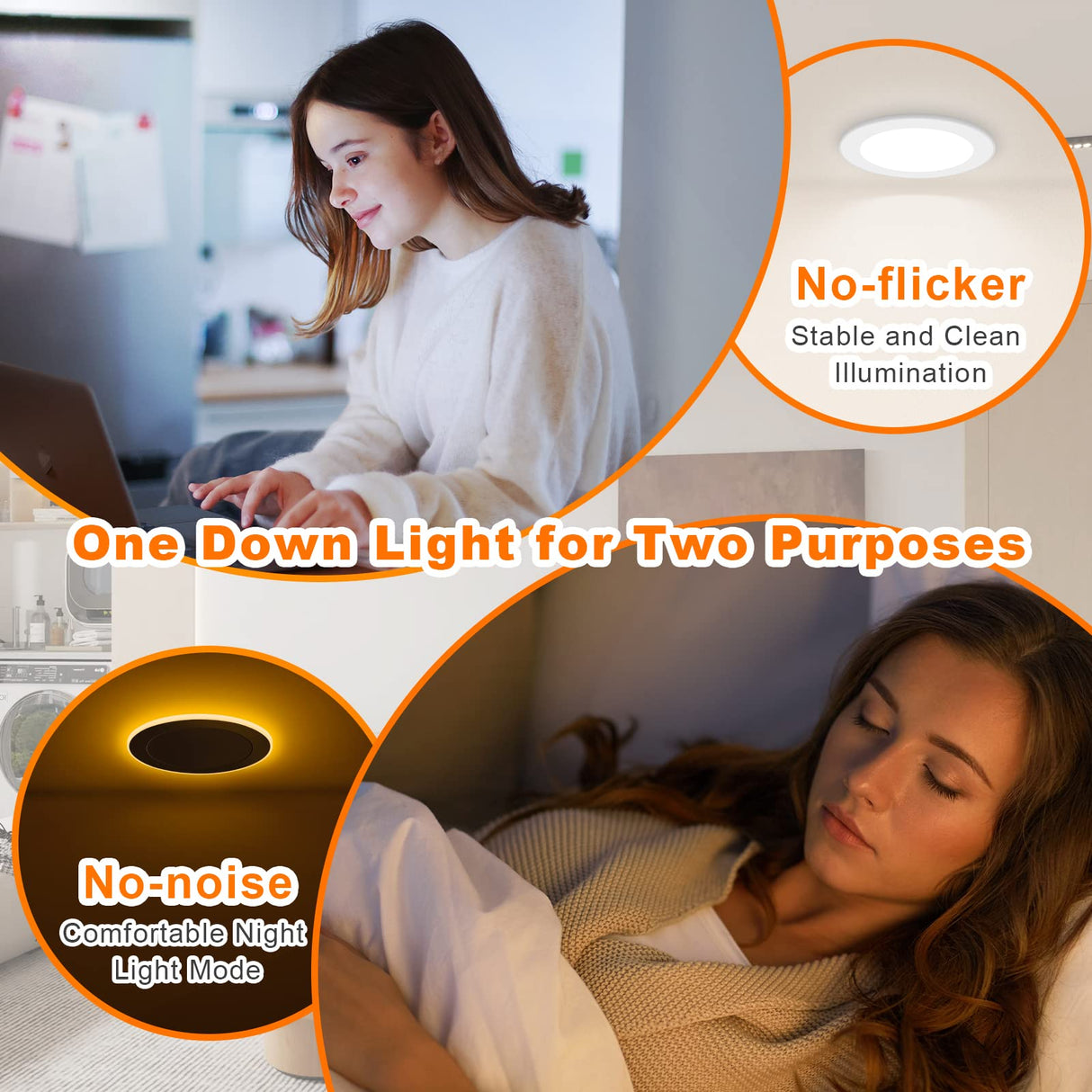 Brightever 12 Packs LED Recessed Ceiling Lights with Night Light, 6 Inch 5CCT Ultra-Thin Recessed Lighting 2700K/3000K/3500K/4000K/5000K Selectable, 12W=110W, 1100LM, Dimmable Canless Wafer Downlight