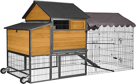 Mobile Chicken Coop 85" Large All-Steel Frame Hen House Poultry Cage