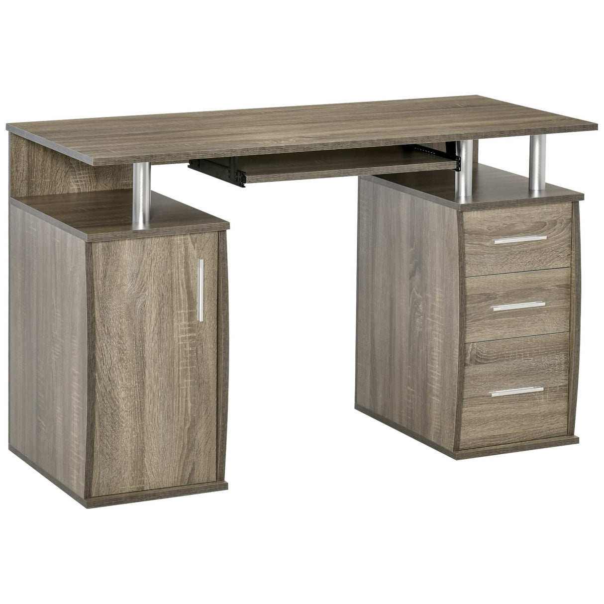 47" Computer Desk with Keyboard Tray and Storage Drawers, Home Office Workstation