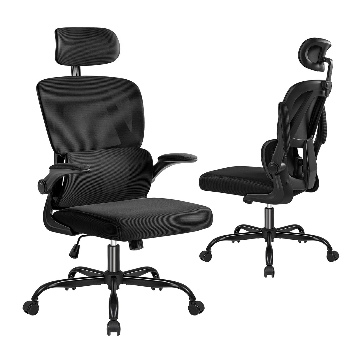 Ergonomic Office Chair, High Back Desk Chair with Adjustable Headrest and Flip-Up Arms