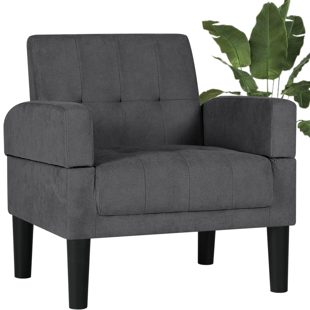 Mid-Century Fabric Tufted Accent Living Room Armchairs, Comfy Modern