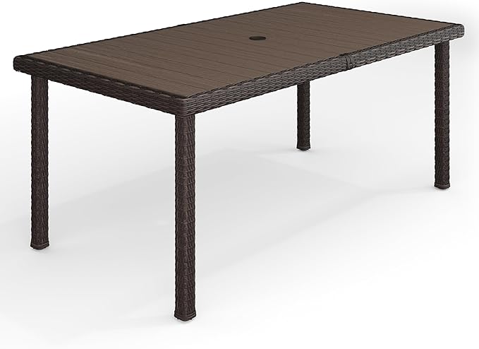 Bedford 60" Indoor-Outdoor Patio Dining Table - Faux Wood Top with Rattan Wicker Base