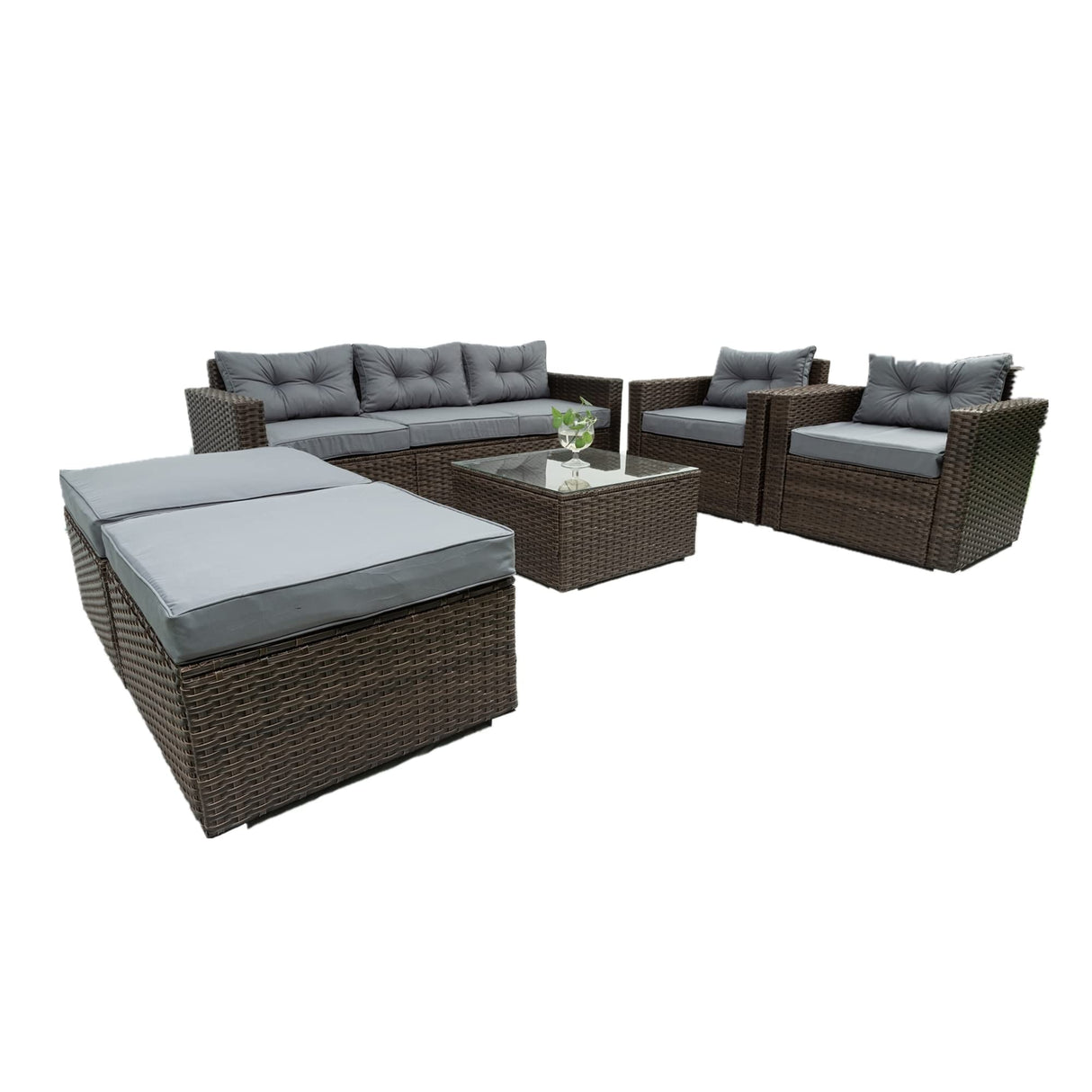 Patio Rattan Wicker Outdoor Conversation Set with Thick Cushions
