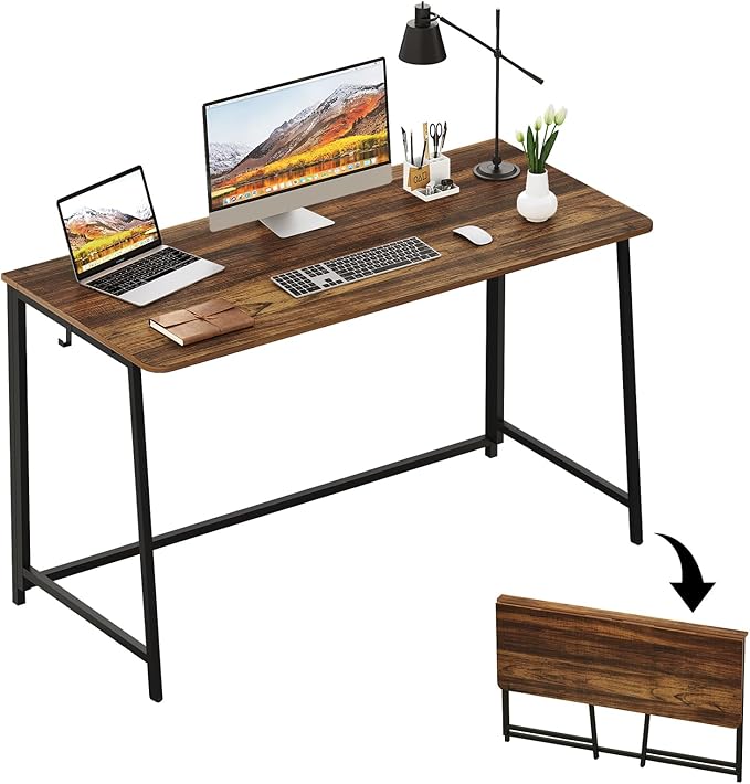 Folding Desk, Small Foldable Desk 31.5" for Small Spaces, Space Saving Computer Table Writing
