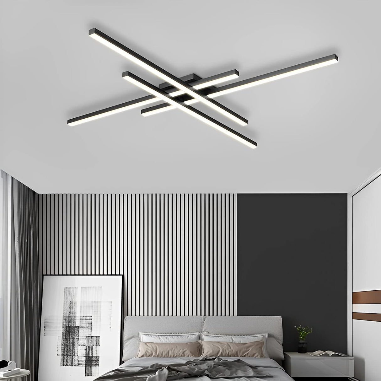 Modern LED Ceiling Light Fixture - 4 Lights Black