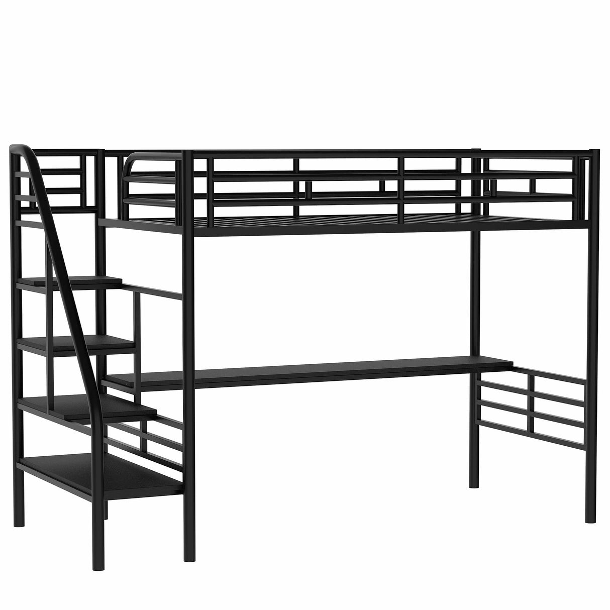 Frame for Boys Girls Kids Adults Toddler with Desk, No Box Spring Needed,Twin,Black