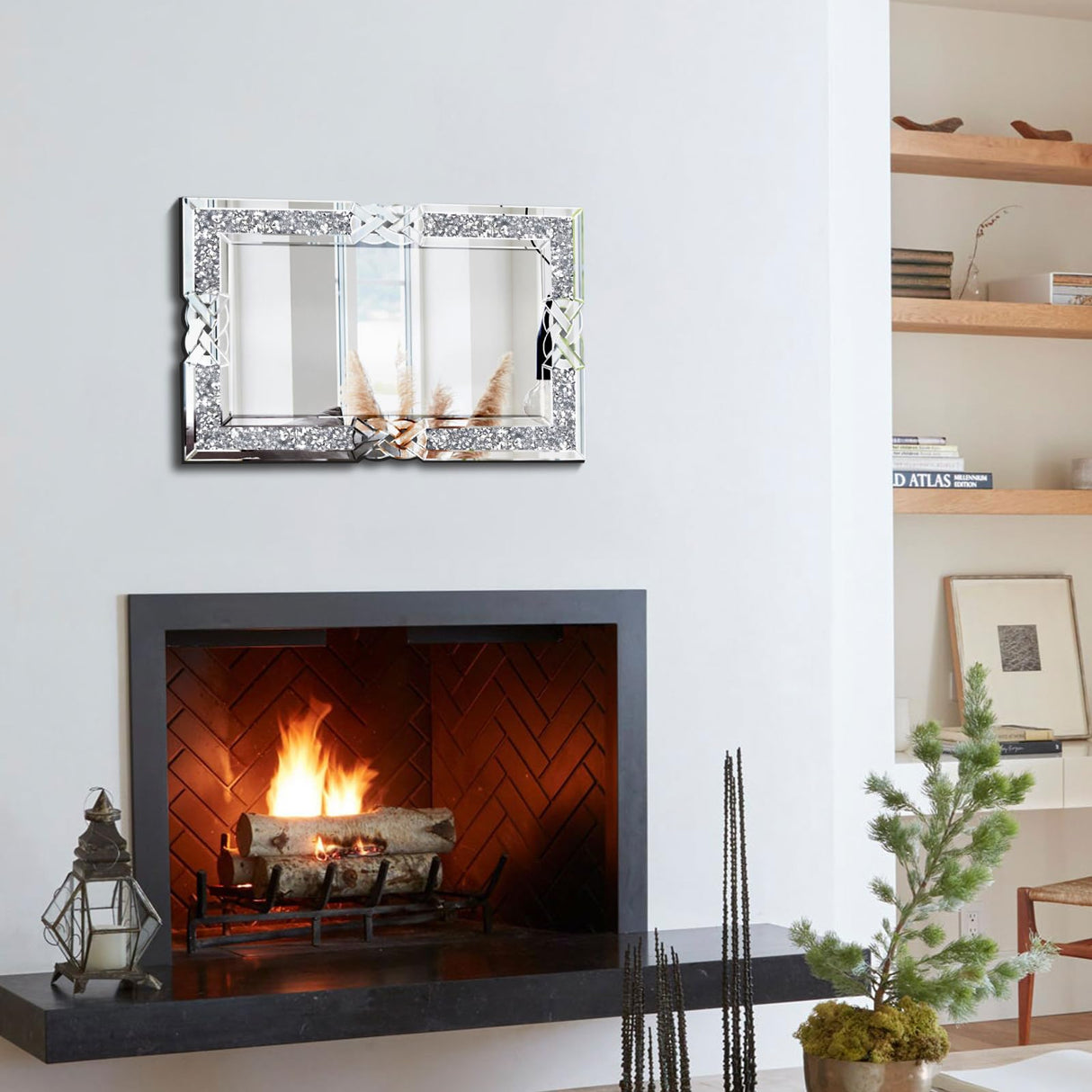 Crushed Diamond Rectangle Wall Mirror 24x36 Inch