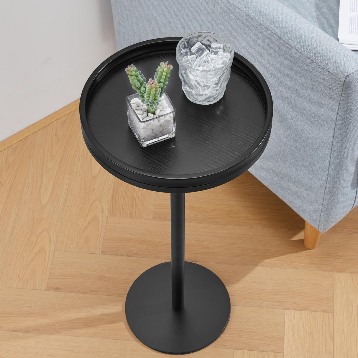 Round Drink Table,Small Pedestal Table,Small Round Side Table for Small Spaces