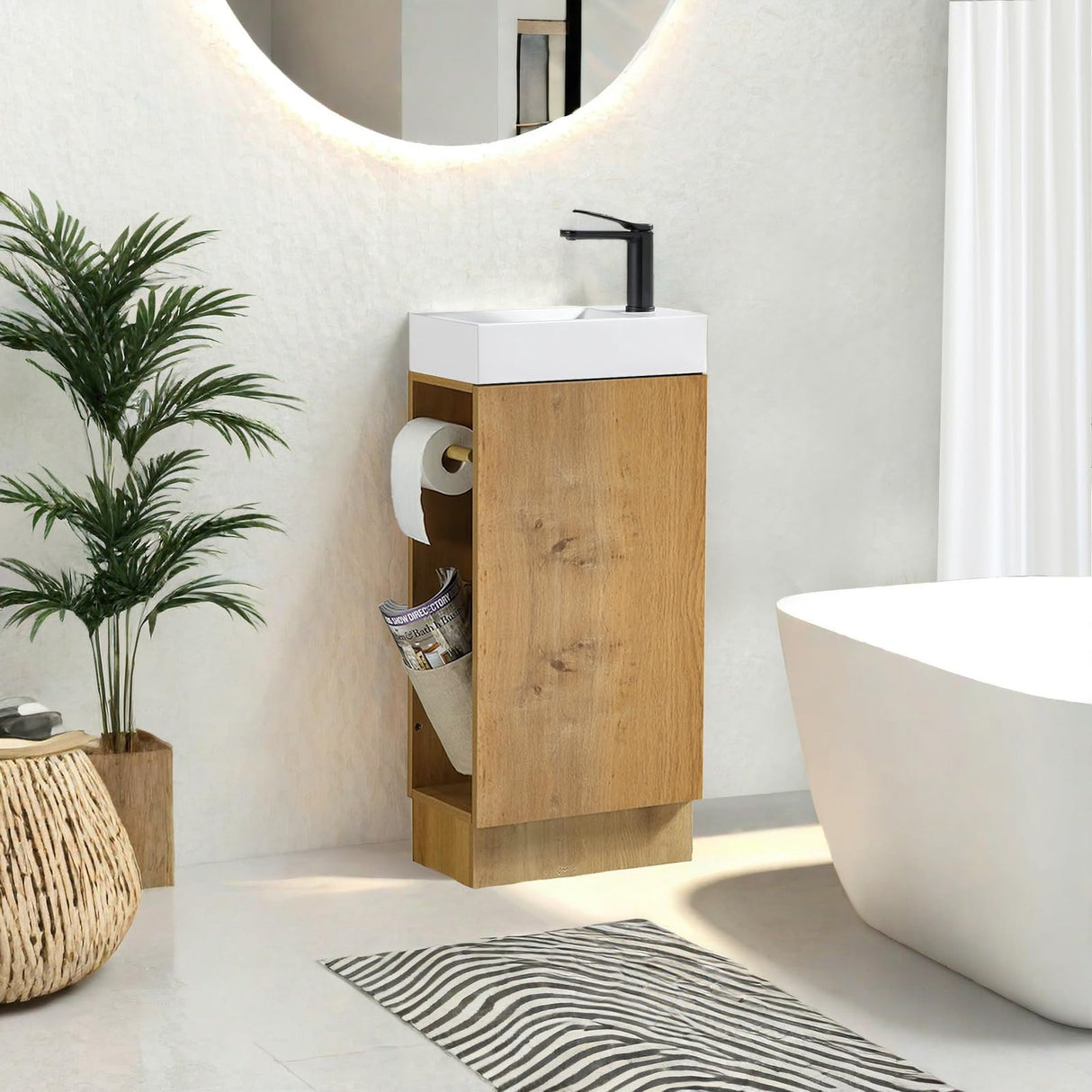 16“ Bathroom Vanity Sink Combo for Small Space, Modern Floor-standing Small Bathroom Vanity