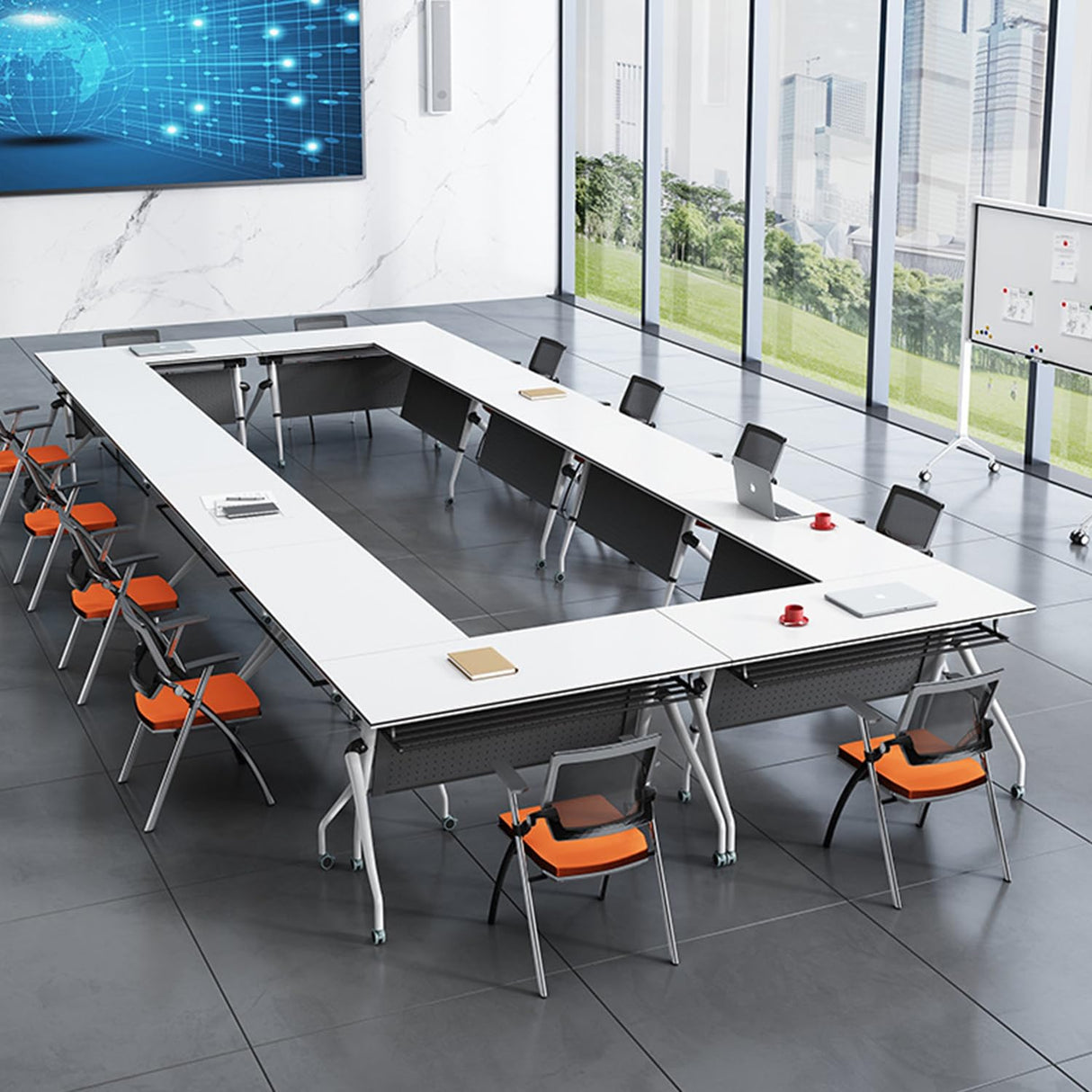 Folding Conference Table,Mobile Training Table with Wheels