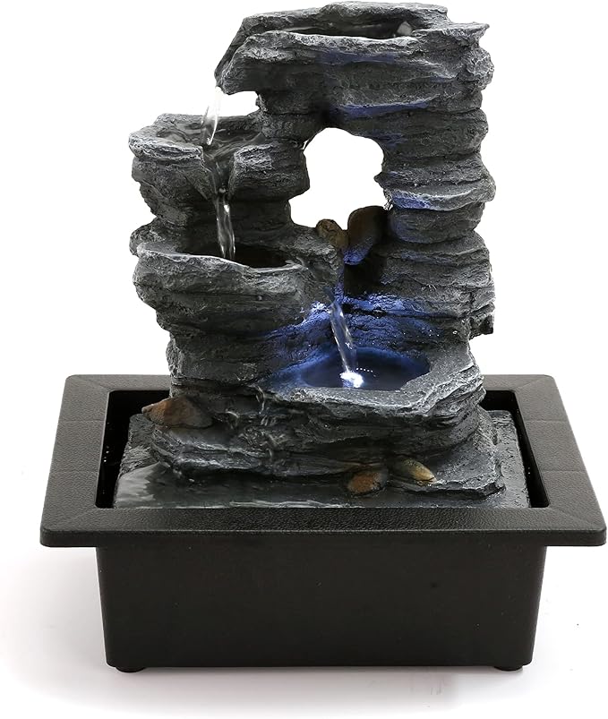Tabletop Water Fountain - Environmental Resin Meditation Desktop Waterwheel With Crystal