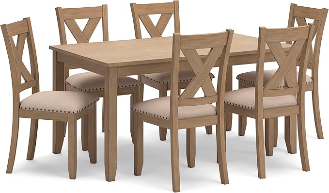 Caitbrook Rustic 7 Piece Dining Set, Include Table and 6 Chairs, Gray