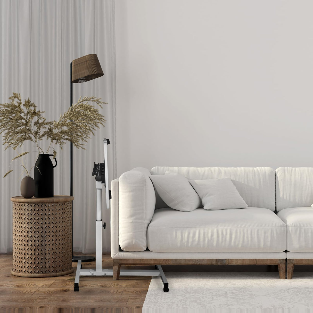 Portable Rolling Laptop Desk, Mobile Small Standing Desk, Tilting Design