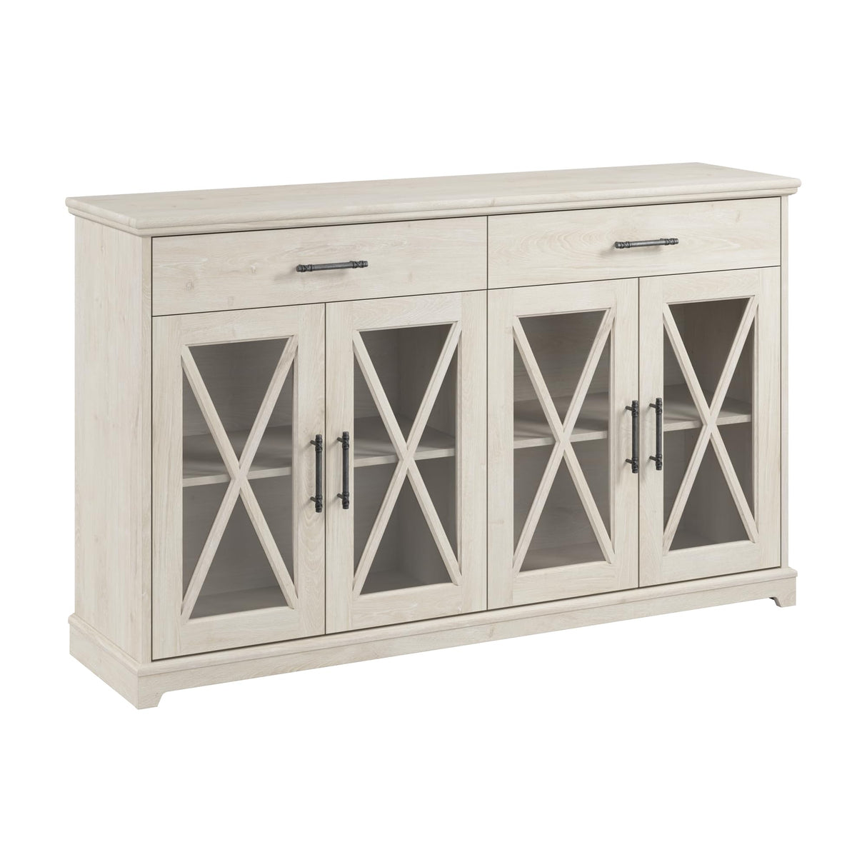 Lennox 60W Farmhouse Sideboard Buffet Cabinet with Drawers in Linen