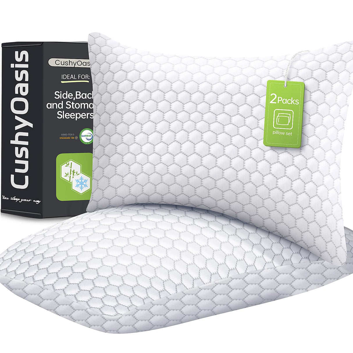 Shredded Memory Foam Pillow for Sleeping, Cooling Bed Pillows
