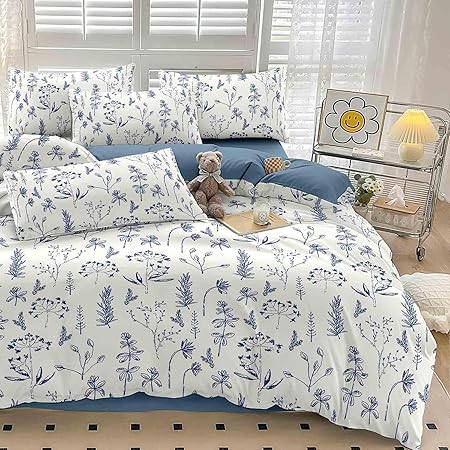 Blue Floral Queen Size Comforter Set