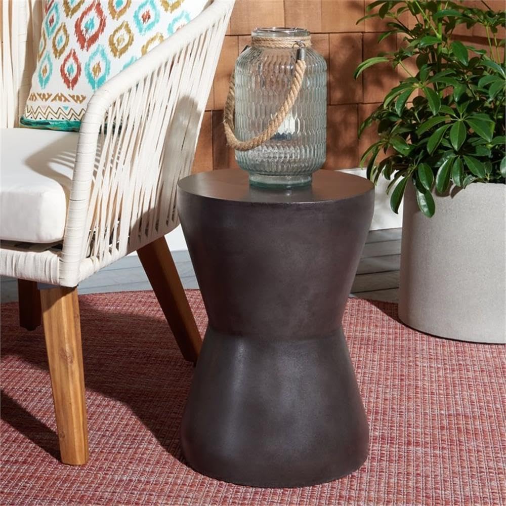 Outdoor Torre Black Modern Concrete Accent Table