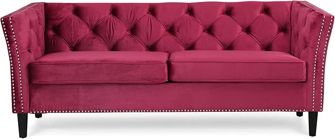 Sunny Velvet 3 Seater Sofa, Midnight Blue, Dark Brown