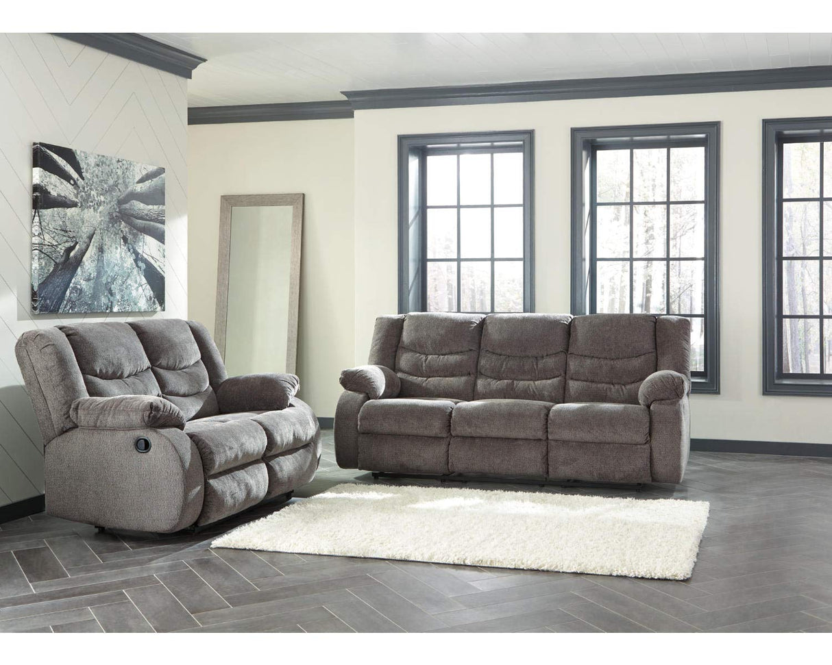 Tulen Modern Manual Pull Tab Reclining Loveseat, Dark Gray