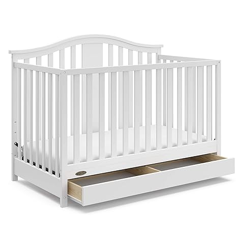 4-in-1 Convertible Crib with Drawer (Espresso) – GREENGUARD Gold Certified, Crib with Drawer Combo, Includes Full-Size Nursery Storage Drawer, Converts to Toddler Bed and Full-Size Bed