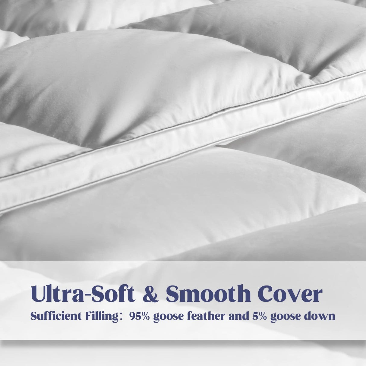 puredown® Goose Feather Comforter King Size, All Season Duvet Insert, Gusseted Ultra-Soft Noiseless Shell Medium WarmthBedding Comforters 104×90 Inch