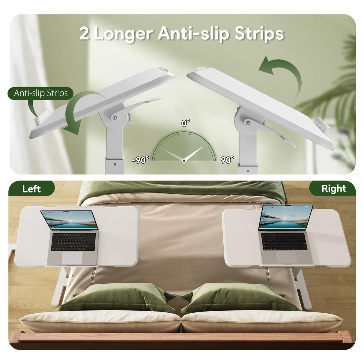 Rolling Laptop Desk, 180° Tiltable Mobile Standing Desk Height Adjustable