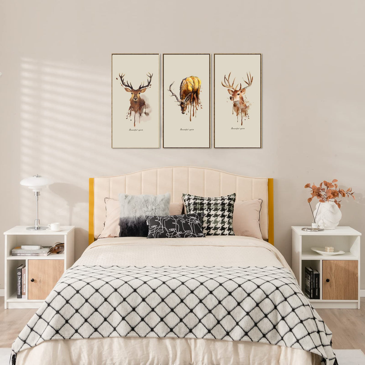 Nightstand Set of 2, Wooden Sofa Side End Table