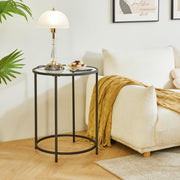 Round End Table, Tempered Glass Sofa Side Table, Coffee Table for Office Bedroom