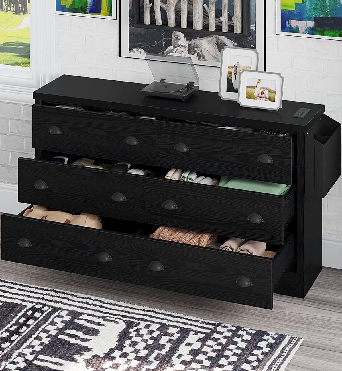 Dresser for Bedroom 6 Drawer with Charging Station