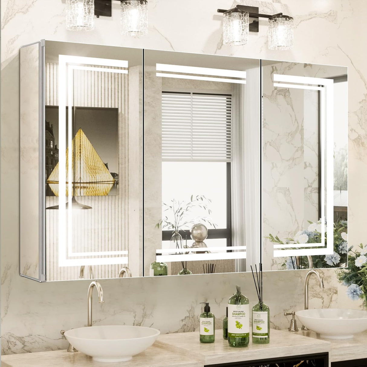 High-End Led Medicine Cabinet,Lighted Medicine Cabinet,3 Colors&Dimmable