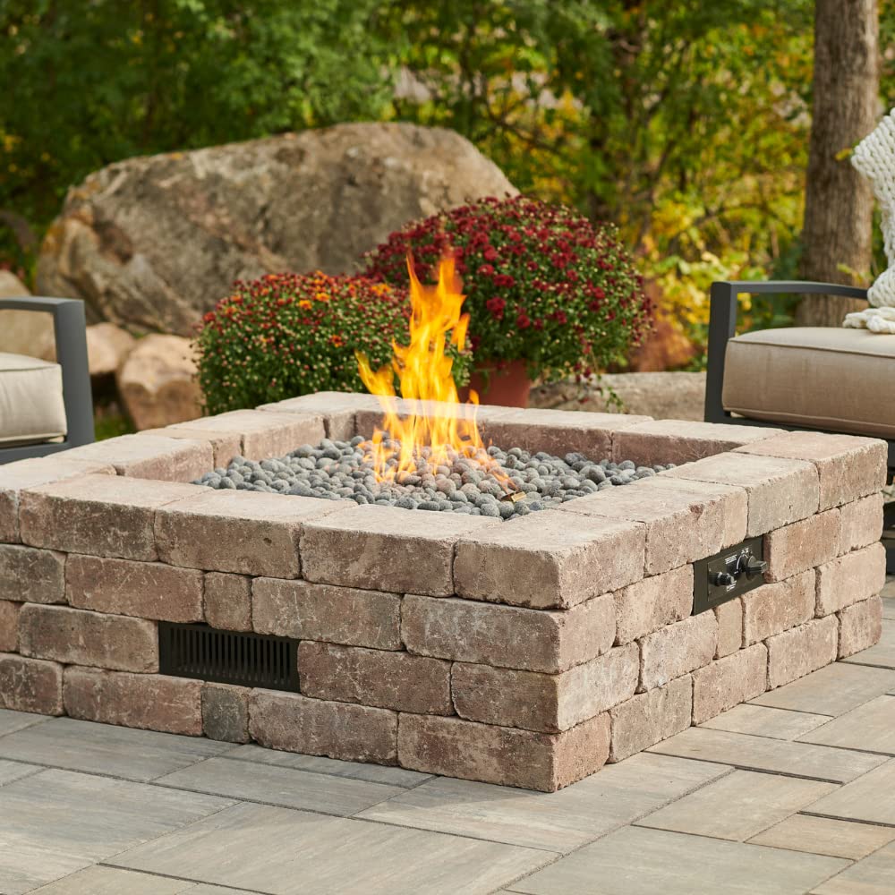Propane Fire Pit Kit - 51 Inch Square Bronson DIY Bonfire Gas Fire Pits for Outside Patio