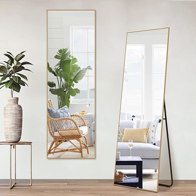 Full Length Mirror, 59x16 Inch Aluminum Alloy Frame Large Wall Mirror, Vanity Mirror