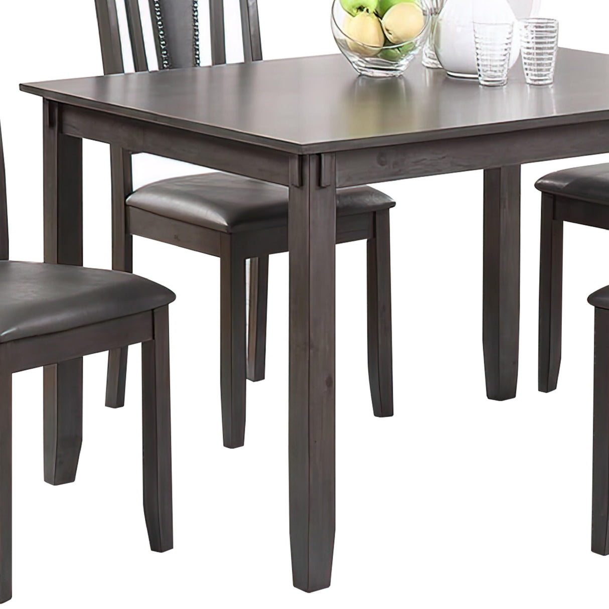 Dining Set with Table, 4 Chairs, Cushioned, Brown, Gray
