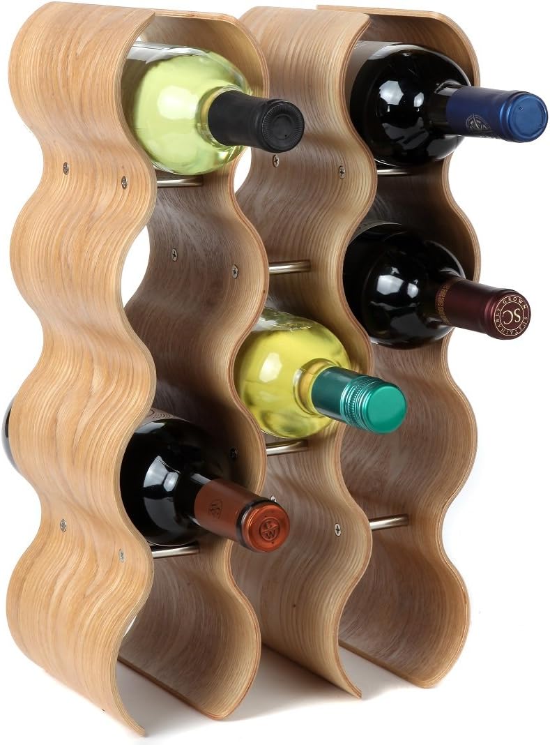 Countertop Wave Wine Rack, Wood, Elegant and Modern, Table Top Wine Storage