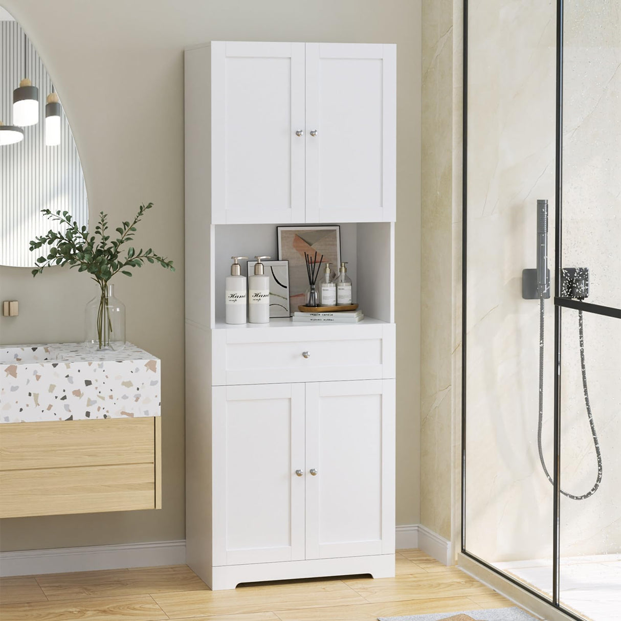 Tall Bathroom Storage Cabinets, Modern Linen Storage Cabinet