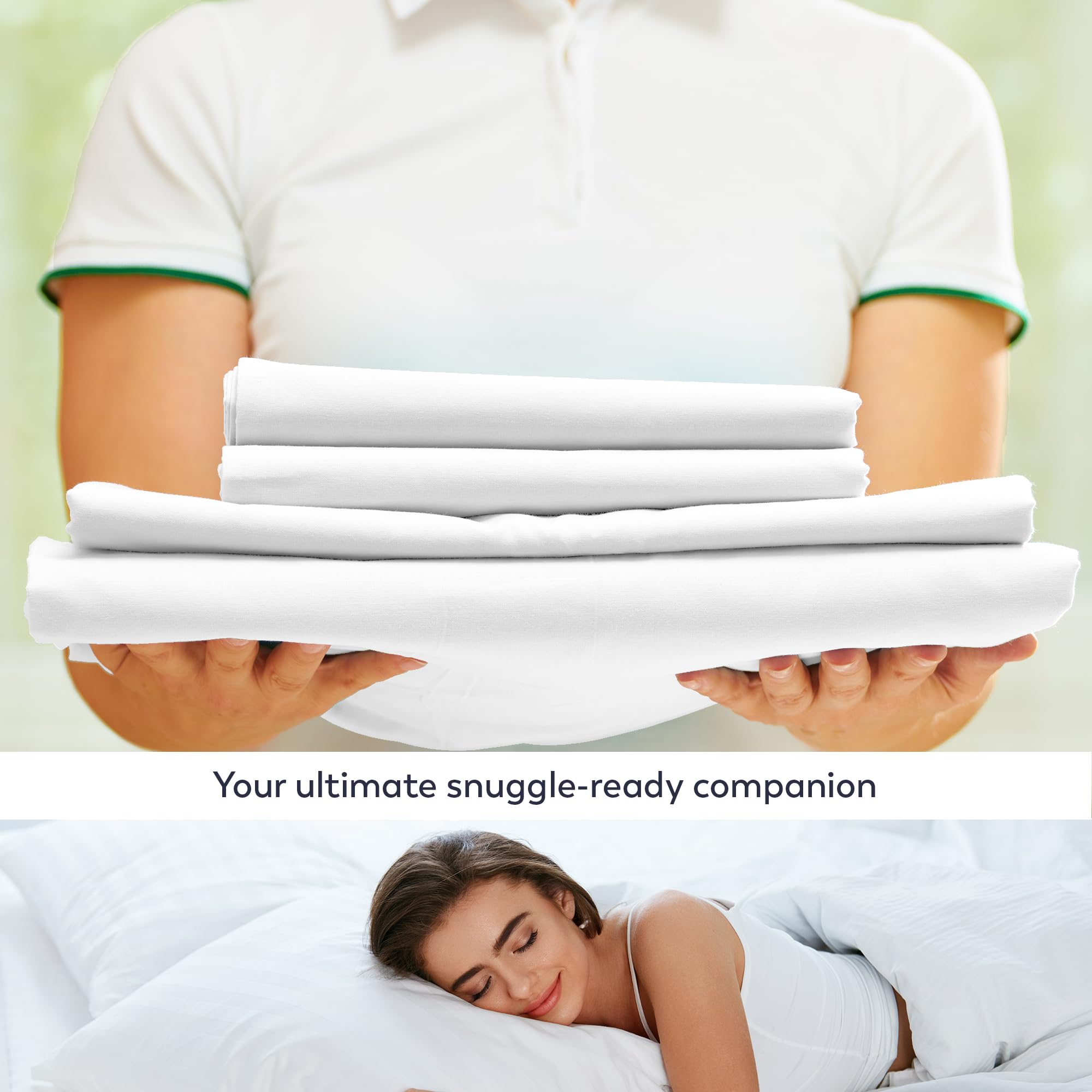 100% Cotton Sheets, White Queen Bed, 400 Thread Count Percale Weave Cooling Sheets,