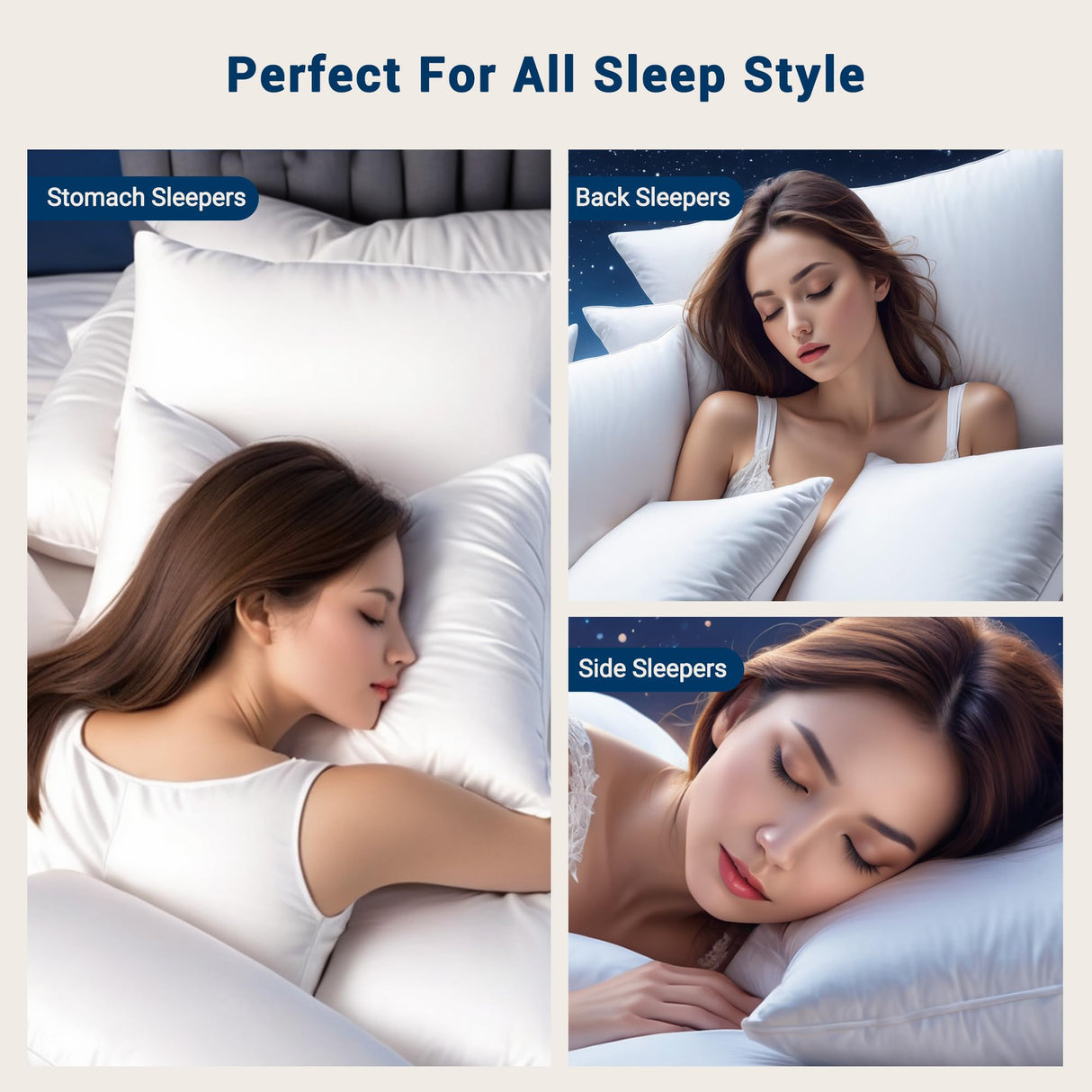 Yuexiu Pillows Standard Size Set of 2, Cooling and Supportive Hotel Quality Pillows for Side, Back and Stomach Sleepers, Luxury Fluffy Down Alternative Plump Filling Soft Bed Pillows for Sleeping