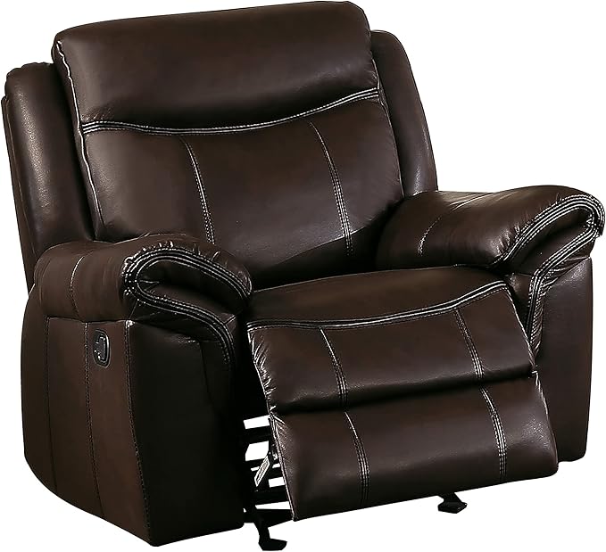 Braelyn Faux Leather Double Glider Reclining Loveseat with Center Console