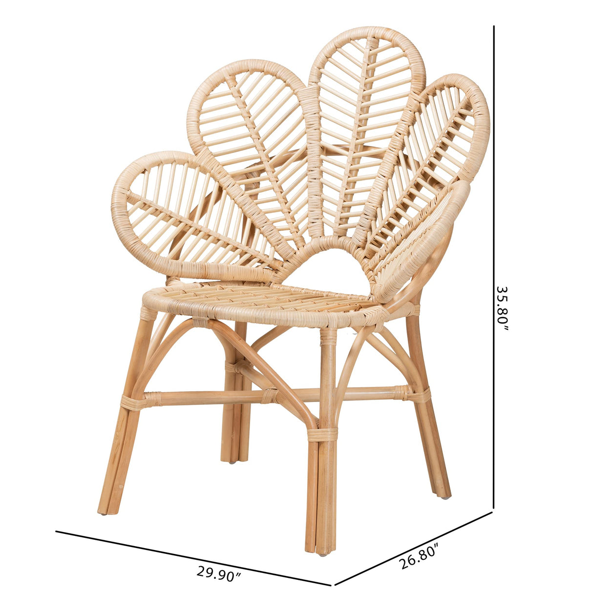 Bianca Natural Rattan Flower Chair, Large