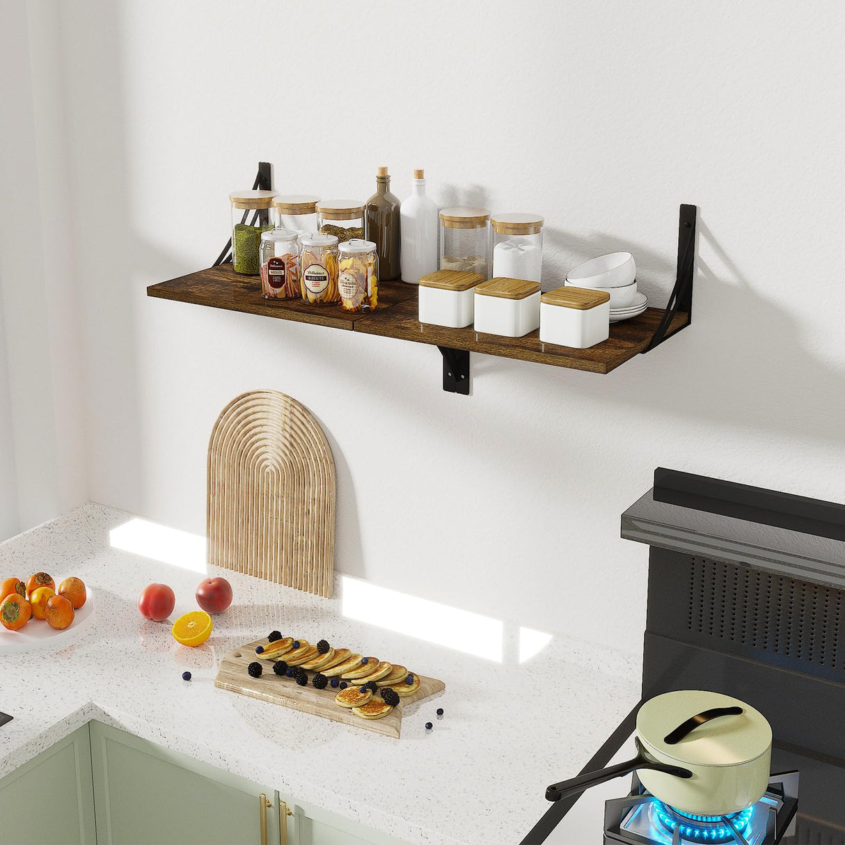 Deep Floating Shelves, 12 Inch Deep Floating Wall Shelves, Sturdy Engineered Wood Shelves