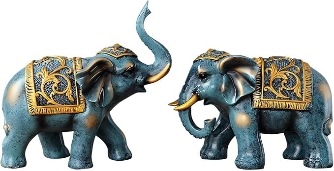 2PS Good Luck Elephant Statue Modern Style Figurines Home Office Desktop Decor