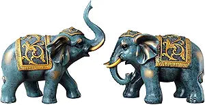2PS Good Luck Elephant Statue Modern Style Figurines Home Office Desktop Decor