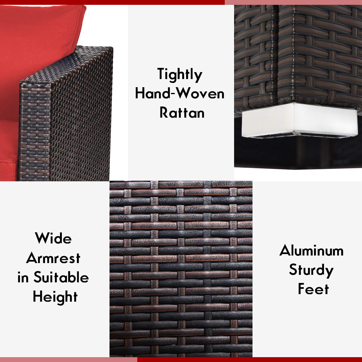 Wicker Loveseat 2 Piece, Patio Furniture Couch with Removable Cushions