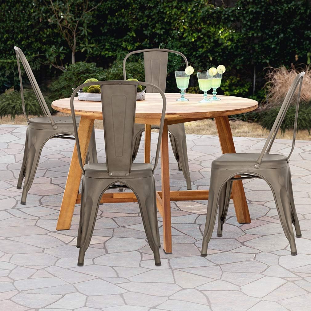 Metal Chair Dining Chair Set of 4 Patio Chair Home Kitchen Chair 18 Inch Seat Height
