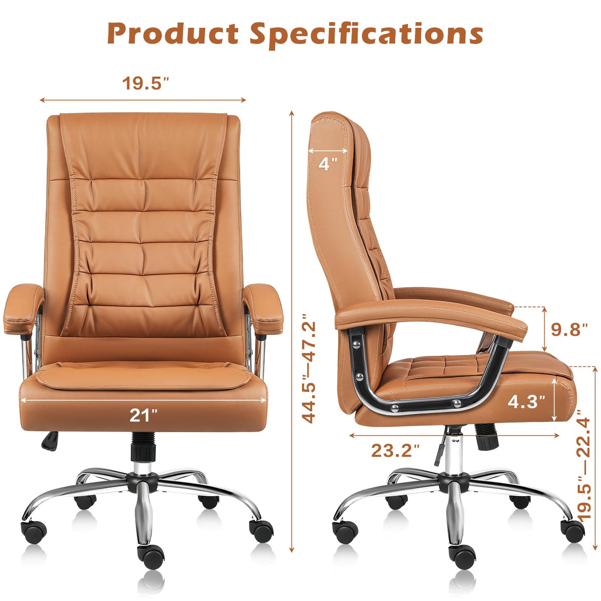 Big and Tall Office Chair,350lbs Leather Office Chair for Heavy People