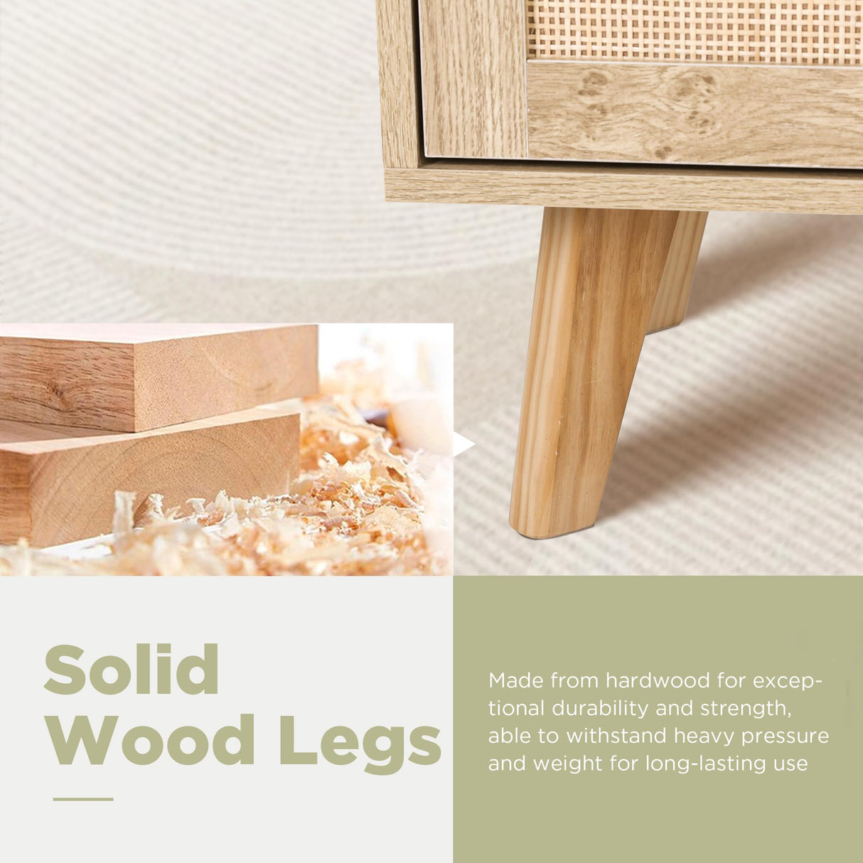 Rattan Cabinet Boho Dresser 3-Drawer Chest of Drawers/Accent Storage Cabinet/Nightstand