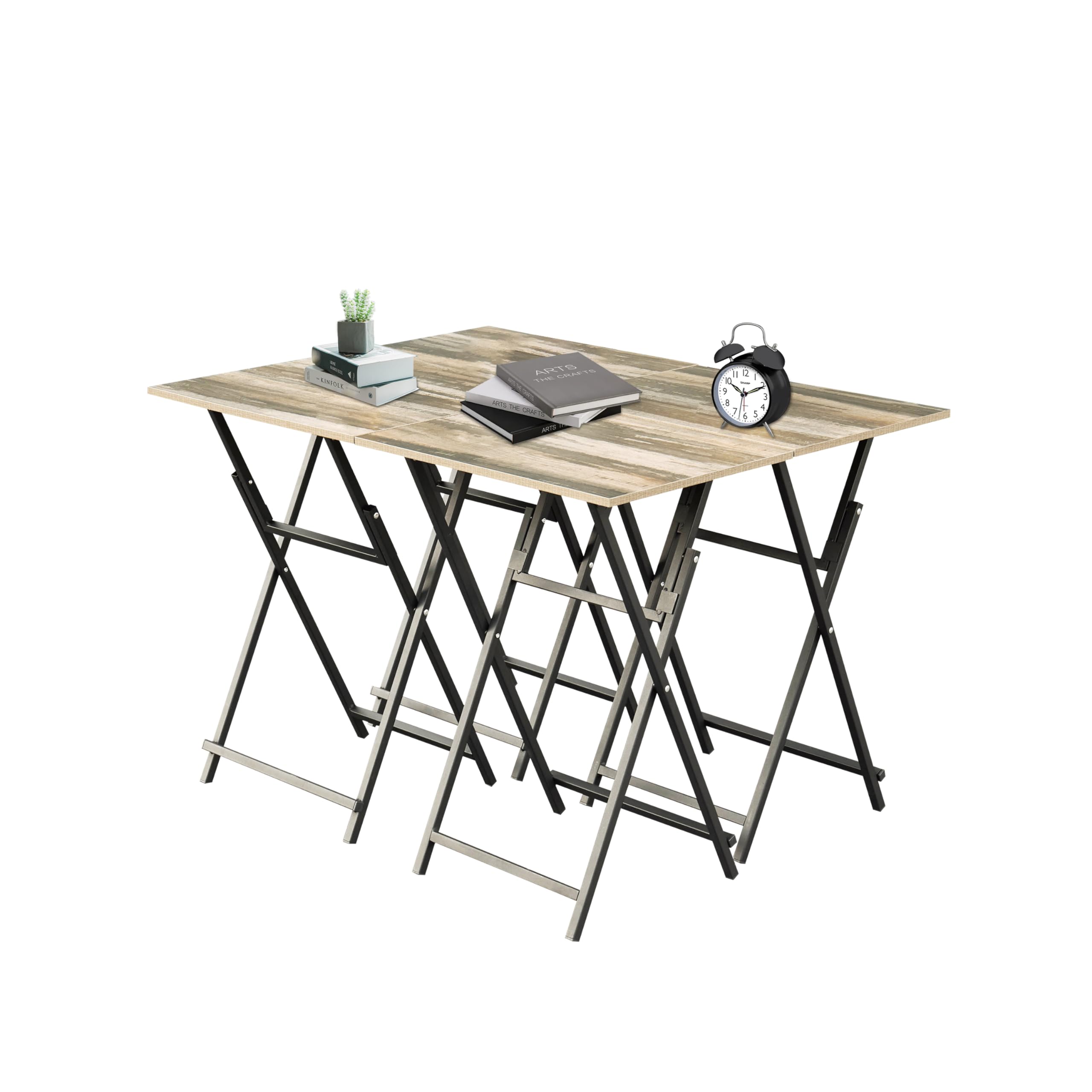 4 Piece Folding TV Tray Table Set, Dinner Tray Table Set of 4, No Assembly Required Sofa Side Table