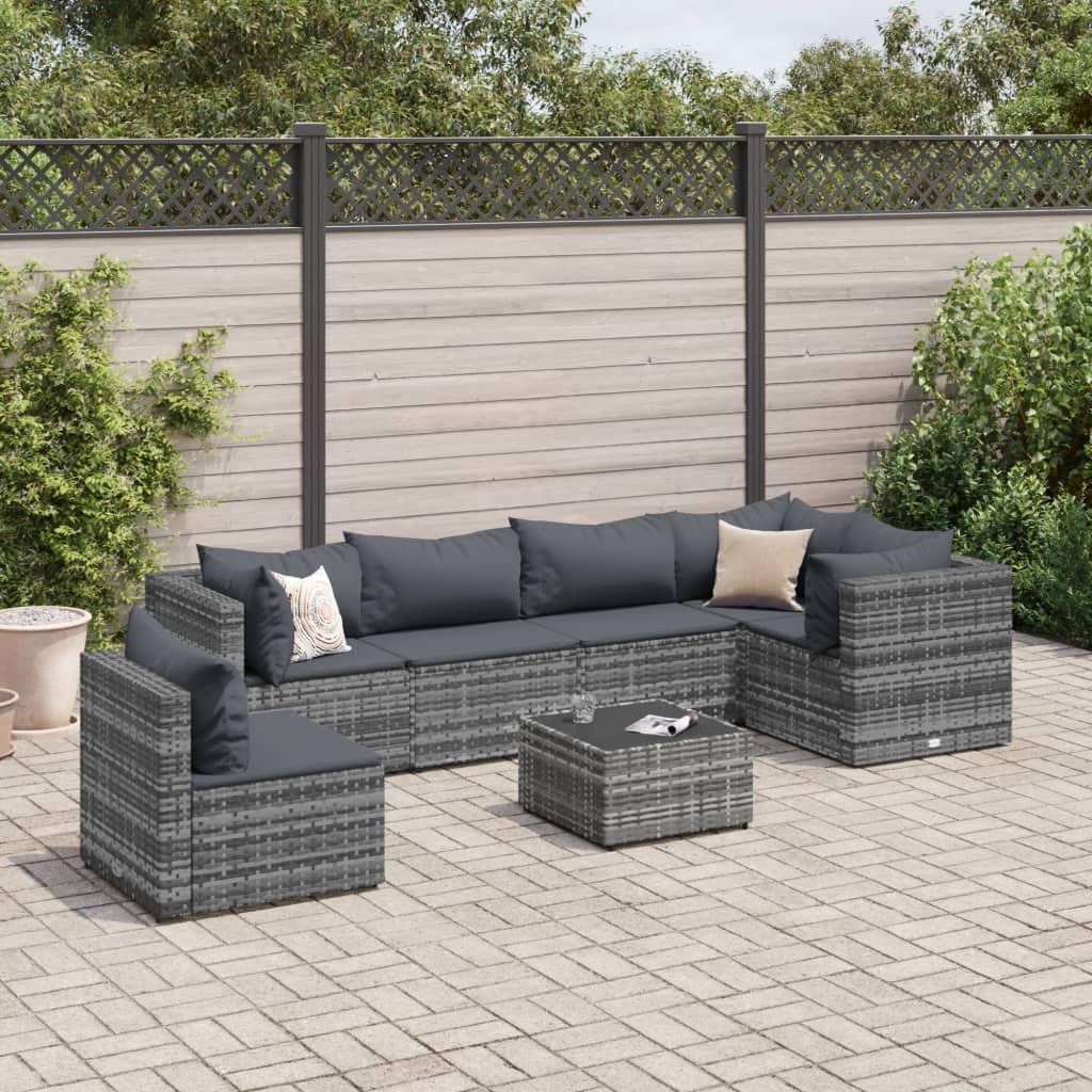 Comfortable and Stylish 7 Piece Patio Lounge Set with Cushions
